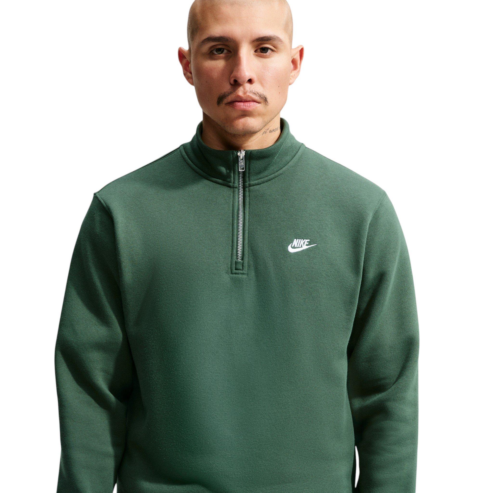 Nike Men's Sportswear Club 1/2-Zip Fleece Top - Green - GREEN